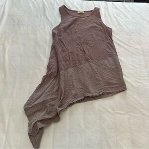 Nanako Brown Asymmetrical Mauve Lagenlook Sleeveless Top Size XS 51157